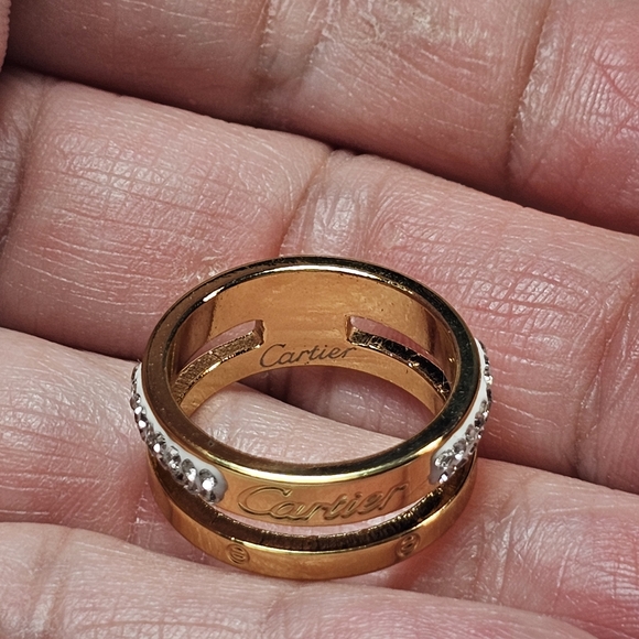 Cartier Gold and Silver Ring Size 7 Women Call Out Small Scratch On Front EUC - Picture 9 of 11